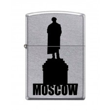 Зажигалка ZIPPO Памятник Пушкину, латунь/сталь с покрытием Street Chrome™, серебристая, 36x12x56 мм