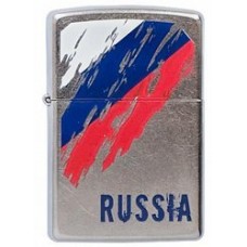 Зажигалка ZIPPO Russia Flag Satin Chrome, латунь с ник.-хром. покрыт., серебр., матовая, 36х56х12 мм
