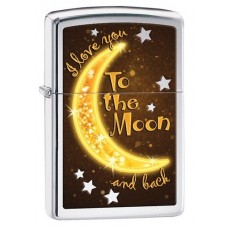 Зажигалка ZIPPO Classic Moon с покрытием High Polish Chrome, латунь/сталь, серебристая, 36x12x56 мм