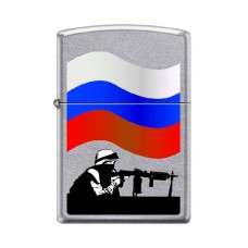 Зажигалка ZIPPO Защитник Отечества, латунь/сталь с покрытием Street Chrome™, серебристая, 36x12x56мм