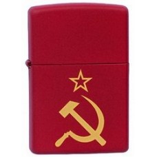 Зажигалка ZIPPO Серп и Молот Red Matte, латунь с порошковым покрытием, красная, матовая, 36х56х12 мм