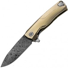 Нож складной ROK Ball-Bearing Flipper, Gold Solid® Titanium Handle, Chad Nichols Damascus