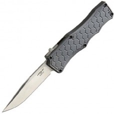 Автоматический складной нож Exploit OTF Auto, Stone-Tumbled Clip Point Blade, Grey Aluminum Handle