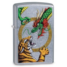 Зажигалка ZIPPO Dragon Design с покрытием Street Chrome™, латунь/сталь, серебристая, 36x12x56 мм