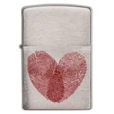 Зажигалка ZIPPO Classic "Сердце" с покрытием Brushed Chrome, латунь/сталь, серебристая, матовая, 36x12x56 мм