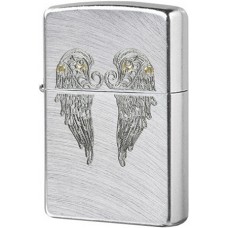 Зажигалка ZIPPO Classic Wings с покрытием Chrome Arch, латунь/сталь, серебристая, матовая, 36x12x56 мм