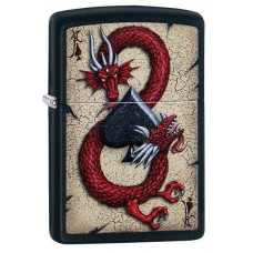 Зажигалка ZIPPO Dragon Ace с покрытием Black Matte, латунь/сталь, чёрная, матовая, 36x12x56 мм