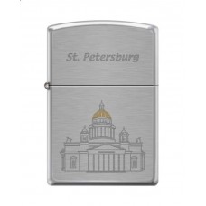 Зажигалка ZIPPO Исакиевский собор, с покрытием Brushed Chrome