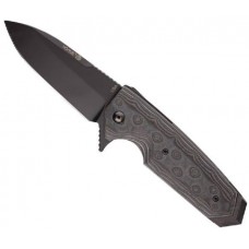 Нож складной EX-02 Spear Point Flipper, Black/Gray/Lava G-Mascus® G10 Handle, Black Blade 9.52 см.