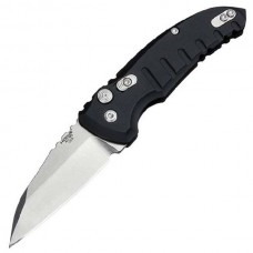 Автоматический складной нож A01-Microswitch, Stone-Tumbled Wharncliffe Blade, Black Aluminum Handle