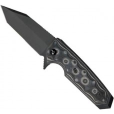 Нож складной EX-02 Tanto Flipper, Black/Gray G-Mascus® G10 Handle, Black Blade 9.52 см.