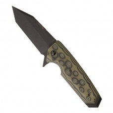 Нож складной EX-02 Tanto Flipper, Black/Green G-Mascus® G10 Handle, Black Blade 9.52 см.