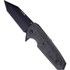 Нож складной EX-02 Tanto Flipper, Black/Gray/Lava G-Mascus® G10 Handle, Black Blade 9.52 см.