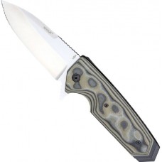 Нож складной EX-02 Spear Point Flipper, Black/Green G-Mascus® G10 Handle, Satin Finish Blade 9.52 см.