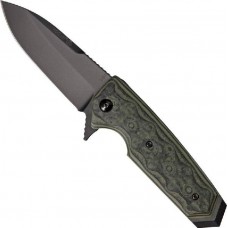 Нож складной EX-02 Spear Point Flipper, Black/Green G-Mascus® G10 Handle, Black Blade 8.57 см.