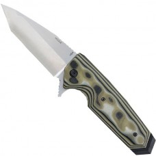 Нож складной EX-02 Tanto Flipper, Gray/Green G-Mascus® G10 Handle, Stone-Tumbled Blade 9.52 см.