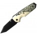 Нож складной EX-02 Tanto Thumb Stud, Custom Skulls & Bones Handle, Black Blade 8.57 см.