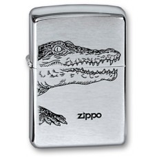 Зажигалка ZIPPO Alligator, с покрытием Brushed Chrome, латунь/сталь, серебристая, матовая, 36x12x56