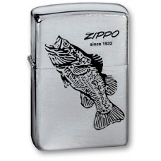 Зажигалка ZIPPO Black Bass Brushed Chrome, латунь с никеле-хром. покрыт., серебр., матов., 36х56х12мм