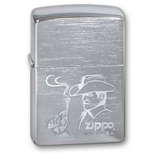 Зажигалка ZIPPO Cowboy Brushed Chrome, латунь, ник.-хром. покр., сереб., матов., 36х56х12мм