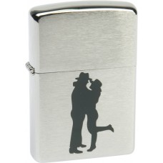 Зажигалка ZIPPO Cowboy Couple Brushed Chrome, латунь, ник.-хром. покр., серебр., матов., 36х56х12 мм