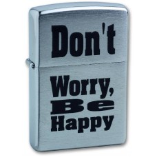 Зажигалка ZIPPO Don`t worry Brushed Chrome, латунь, ник.-хром. покр., серебр., матов., 36х56х12 мм