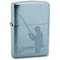 Зажигалка ZIPPO Fisherman Brushed Chrome, латунь, ник-хром. покр., сереб., матов., 36х56х12 мм