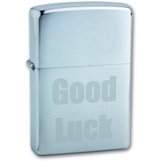 Зажигалка ZIPPO Good Luck Brushed Chrome, латунь с никеле-хром.покрыт., серебр., матов., 36х56х12 мм