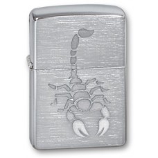Зажигалка ZIPPO Scorpion Brushed Chrome, латунь с никеле-хром.покрыт., серебр., матов., 36х56х12 мм