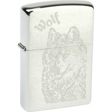 Зажигалка ZIPPO Wolf Brushed Chrome, латунь с никеле-хром.покрыт., серебр., матов., 36х56х12 мм