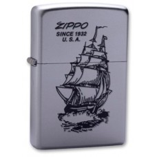 Зажигалка ZIPPO Boat-Zippo Satin Chrome, латунь с ник.-хром. покрыт., сереб., матовая, 36х56х12мм