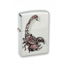 Зажигалка ZIPPO Scorpion Color Satin Chrome, латунь с ник.-хром. покрыт., серебр., матовая, 36х56х12 мм