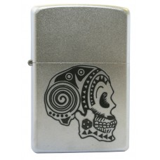 Зажигалка ZIPPO Tattoo Skull Satin Chrome, латунь с ник.-хром. покрыт., серебр., матовая, 36х56х12 мм