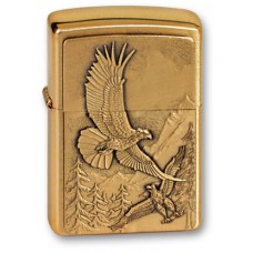 Зажигалка ZIPPO Eagles, латунь с покрытием Brushed Brass, золотистый, матовая, 36х12x56 мм