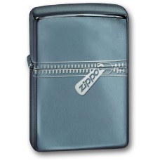 Зажигалка ZIPPO Zipped Black Ice, латунь с ник.-хром. покрыт., серебр., глянцевая, 36х56х12 мм