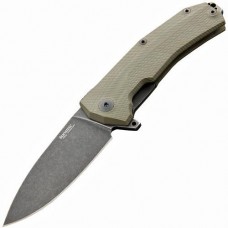 Нож складной KUR IKBS® Flipper, Green G-10 Handle, DLC-Coated and Stonewashed Blade