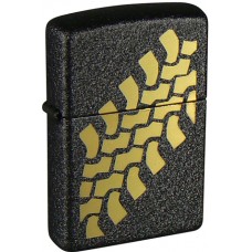 Зажигалка ZIPPO Tire Track Black Crackle, латунь с порошковым покрытием, черная, матовая, 36х56х12 мм