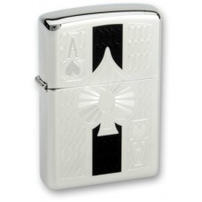 Зажигалка ZIPPO Ace High Polish Chrome, латунь с ник.-хром. покрыт., серебр., глянц., 36х56х12 мм