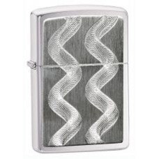 Зажигалка ZIPPO Double Twister, латунь с покрытием Brushed Chrome, серебристый, матовая, 36х12x56 мм