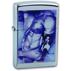 Зажигалка ZIPPO Classic Tattoo с покрытием High Polish Chrome, латунь/сталь, серебристая, глянцевая, 36x12x56 мм