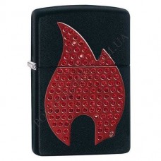 Зажигалка ZIPPO Classic "Fire" с покрытием Black Matte, латунь/сталь, черная, матовая, 36x12x56 мм