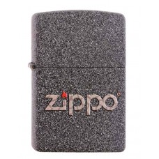 Зажигалка ZIPPO, латунь с покрытием Iron Stone™, серая с фирменным логотипом, матовая, 36x12x56 мм