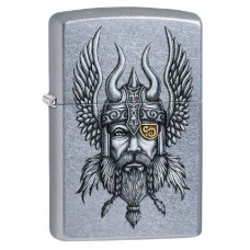 Зажигалка ZIPPO Viking Warrior с покрытием Street Chrome™, латунь/сталь, серебристая, 36x12x56 мм