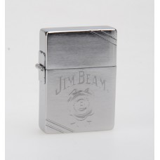 Зажигалка Zippo Jim Beam, латунь с покрытием Brushed Chrome, серый, матовая, 36х12x56 мм