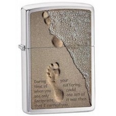 Зажигалка ZIPPO Footprint Brushed Chrome, латунь с никеле-хром. покрыт., серебр., матовая, 36х56х12 мм