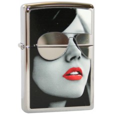 Зажигалка ZIPPO Sunglasses High Polish Chrome, латунь с ник.-хром. покрыт., серебр., глянц., 36х56х12 мм