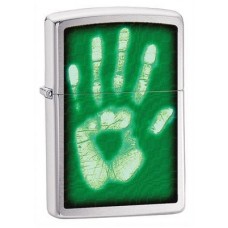 Зажигалка ZIPPO Hand Print Brushed Chrome, латунь с никеле-хром. покрыт., серебр.,матовая,36х56х12мм