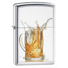 Зажигалка ZIPPO Beer High Polish Chrome, латунь с никеле-хромовым покрыт., серебр.,глянц.,36х56х12мм