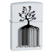 Зажигалка ZIPPO Tree Barcode White Matte, латунь с порошковым покрыт., белый, матовая, 36х56х12 мм