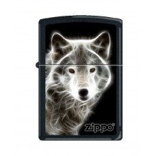 Зажигалка ZIPPO Classic "Волк" с покрытием Black Matte, латунь/сталь, чёрная, матовая, 36x12x56 мм